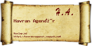 Havran Agenór névjegykártya